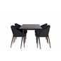 Silar Extention Table  - Black Melamine / Black Legs, Arch Dining Chair - Walnut Legs - Black Fabric_4