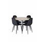 Silar Dining Table - Round 100 cm - "Wood Look" Melamine / Black Legs, Polar Dining Chair - Black legs / Black Velvet (ersätter
