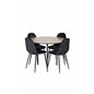 Silar Dining Table - Round 100 cm - "Wood Look"  Melamine / Black Legs, Polar Dining Chair - Black legs / Black Velvet (ersätter