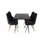 Silar Extention Table  - Black Melamine / Black Legs, Velvet Deluxe Dining Chair - Black / Brass_4