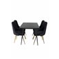 Silar Extention Table  - Black Melamine / Black Legs, Velvet Deluxe Dining Chair - Black / Brass_4