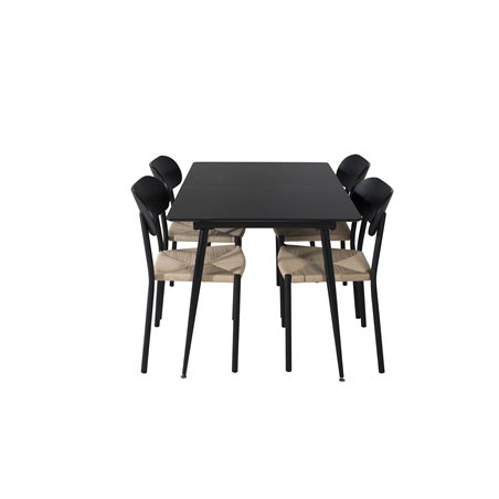 Silar Extention Table - Black Melamine / Black Legs, Polly Dining Chair - Nature / Black_4