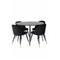 Silar spisebord - rundt 100 cm - sort melamin / sorte ben, fløjl spisestuestol messing - sort / sort_4