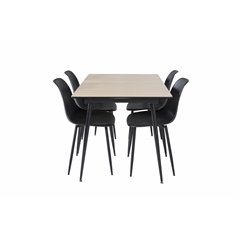 Silar Extention Table - "Wood Look" Melamine / Black Legs, Polar Plastic Dining Chair - Black Legs / Black Plastic_4