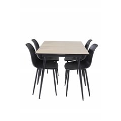 Silar Extention Table  - "Wood Look"  Melamine / Black Legs, Polar Plastic Dining Chair - Black Legs / Black Plastic_4