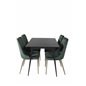 Silar Extention Table  - Black Melamine / Black Legs, Velvet Deluxe Dining Chair - Green / Brass_4