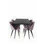 Silar Extention Table  - Black Melamine / Black Legs, Velvet Dining Chair Brass - Pink / Black_4