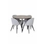 Silar spisebord - rundt 100 cm - "Wood Look" melamin / sorte ben, fløjl spisebordsstol fløjlsbuk - lysegrå / sort_4