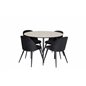 Silar ruokapöytä - pyöreä 100 cm - "Wood Look" Melamiini / mustat jalat, sametti ruokatuoli - musta / musta_4