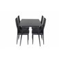 Silar Extention Table  - Black Melamine / Black Legs, Slim High Back Dining Chair - Black Legs - Black PU_4