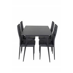 Silar Extention Table  - Black Melamine / Black Legs, Slim High Back Dining Chair - Black Legs - Black PU_4