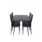 Silar Extention Table  - Black Melamine / Black Legs, Slim High Back Dining Chair - Black Legs - Black PU_4