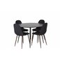 Silar Dining Table - Round 100  cm - Black Melamine / Black Legs, Polar Dining Chair - Walnut Legs - Black Fabric_4