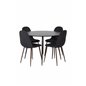 Silar Dining Table - Round 100  cm - Black Melamine / Black Legs, Polar Dining Chair - Walnut Legs - Black Fabric_4