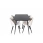 Silar Extention Table  - Black Melamine / Black Legs, Velvet Dining Chair - Beige / Black_4