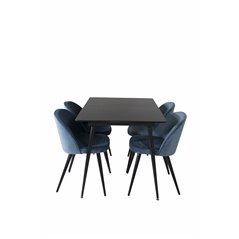 Silar jatkopöytä - musta melamiini / mustat jalat, sametti ruokatuoli - Blue / musta_4