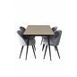 Silar Extention Table  - "Wood Look"  Melamine / Black Legs, Velvet Dining Chair - Light Grey / Black_4