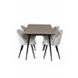 Silar Extention Table  - "Wood Look"  Melamine / Black Legs, Velvet Dining Chair Corduroy - Beige / Black_4