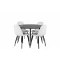 Silar Dining Table - Round 100  cm - Black Melamine / Black Legs, Polar Fluff Dining Chair - Black Legs  - White Teddy _4