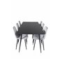 Silar Dining Table - 180 cm - Black Melamine / Black Legs, Polar Diamond Dining Chair - Black Legs - Grey Velvet_6