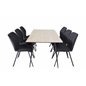 Silar Dining Table - 180 cm - "Wood Look"  Melamine / Black Legs, Gemma  Dining Chair - Black Legs - Black Fabric_6