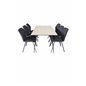 Silar Dining Table - 180 cm - "Wood Look"  Melamine / Black Legs, Gemma  Dining Chair - Black Legs - Black Fabric_6