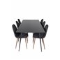 Silar Dining Table - 180 cm - Black Melamine / Black Legs, Polar Dining Chair - Walnut Legs - Black Fabric_6