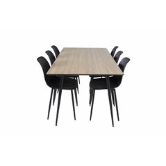 Silar Dining Table - 180 cm - "Wood Look"  Melamine / Black Legs, Polar Plastic Dining Chair - Black Legs / Black Plastic_6