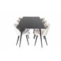 Silar Dining Table - 180 cm - Black Melamine / Black Legs, Velvet Dining Chair - Beige / Black_6