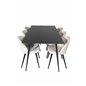 Silar Dining Table - 180 cm - Black Melamine / Black Legs, Velvet Dining Chair - Beige / Black_6