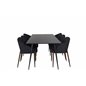 Silar Dining Table - 180 cm - Black Melamine / Black Legs, Arch Dining Chair - Walnut Legs - Black Fabric_6