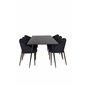 Silar Dining Table - 180 cm - Black Melamine / Black Legs, Arch Dining Chair - Walnut Legs - Black Fabric_6