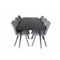 Silar Dining Table - 180 cm - Black Melamine / Black Legs, Gemma  Dining Chair - Black Legs - Grey Fabric_6