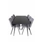 Silar Dining Table - 180 cm - Black Melamine / Black Legs, Gemma  Dining Chair - Black Legs - Grey Fabric_6