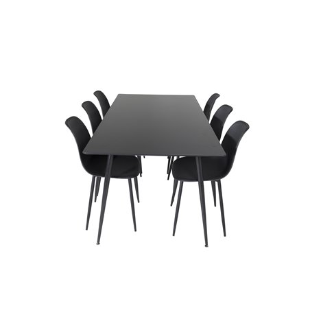 Silar Dining Table - 180 cm - Black Melamine / Black Legs, Polar Plastic Dining Chair - Black Legs / Black Plastic_6