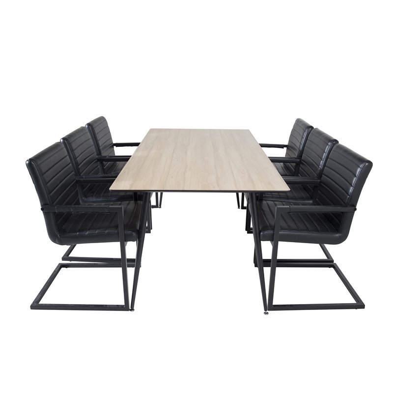 Silar Dining Table - 180 cm - "Wood Look"  Melamine / Black Legs, Art Armchair - Black / Black_6