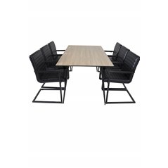 Silar Dining Table - 180 cm - "Wood Look"  Melamine / Black Legs, Art Armchair - Black / Black_6