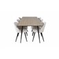 Silar Dining Table - 180 cm - "Wood Look"  Melamine / Black Legs, Velvet Dining Chair Corduroy - Beige / Black_6