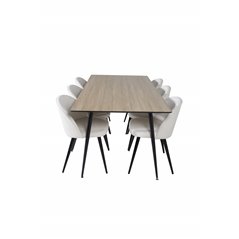 Silar Dining Table - 180 cm - "Wood Look"  Melamine / Black Legs, Velvet Dining Chair Corduroy - Beige / Black_6