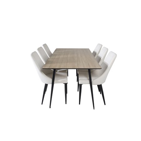 Silar Dining Table - 180 cm - "Wood Look"  Melamine / Black Legs, Leone Dining Chair - Beige / Black_6