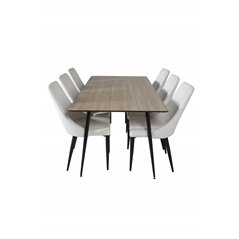 Silar Dining Table - 180 cm - "Wood Look"  Melamine / Black Legs, Leone Dining Chair - Beige / Black_6