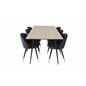 Silar Dining Table - 180 cm - "Wood Look"  Melamine / Black Legs, Velvet Dining Chair w, Stiches - PU - Black / Black_6