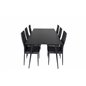 Silar Dining Table - 180 cm - Black Melamine / Black Legs, Slim High Back Dining Chair - Black Legs - Black PU_6