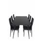 Silar Dining Table - 180 cm - Black Melamine / Black Legs, Slim High Back Dining Chair - Black Legs - Black PU_6