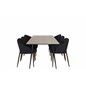 Silar Dining Table - 180 cm - "Wood Look"  Melamine / Black Legs, Arch Dining Chair - Walnut Legs - Black Fabric_6