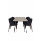 Silar Dining Table - 180 cm - "Wood Look"  Melamine / Black Legs, Arch Dining Chair - Walnut Legs - Black Fabric_6