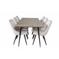 Silar Dining Table - 180 cm - "Wood Look"  Melamine / Black Legs, Velvet Deluxe Dining Chair - Beige / Black_6