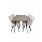 Silar Dining Table - 180 cm - "Wood Look"  Melamine / Black Legs, Velvet Deluxe Dining Chair - Beige / Black_6