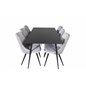 Silar Dining Table - 180 cm - Black Melamine / Black Legs, Velvet Deluxe Dining Chair - Light Grey / Black_6