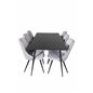 Silar Dining Table - 180 cm - Black Melamine / Black Legs, Velvet Deluxe Dining Chair - Light Grey / Black_6